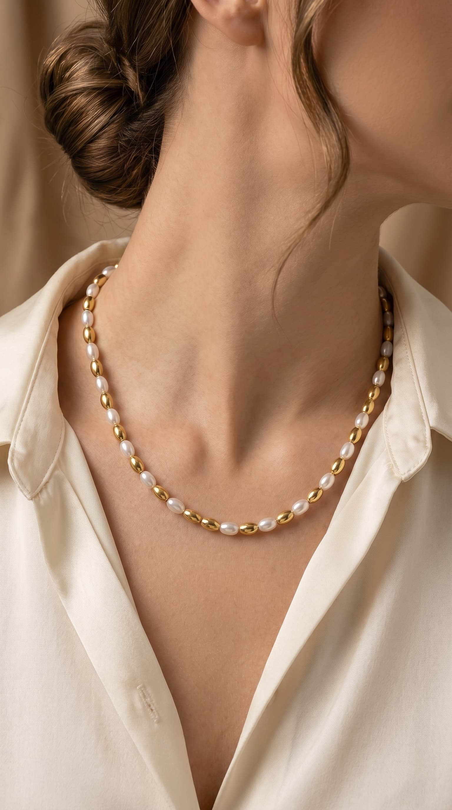 Collier Harmonie perles et or — cadeau fête des mères Maroc — Orevia Paris