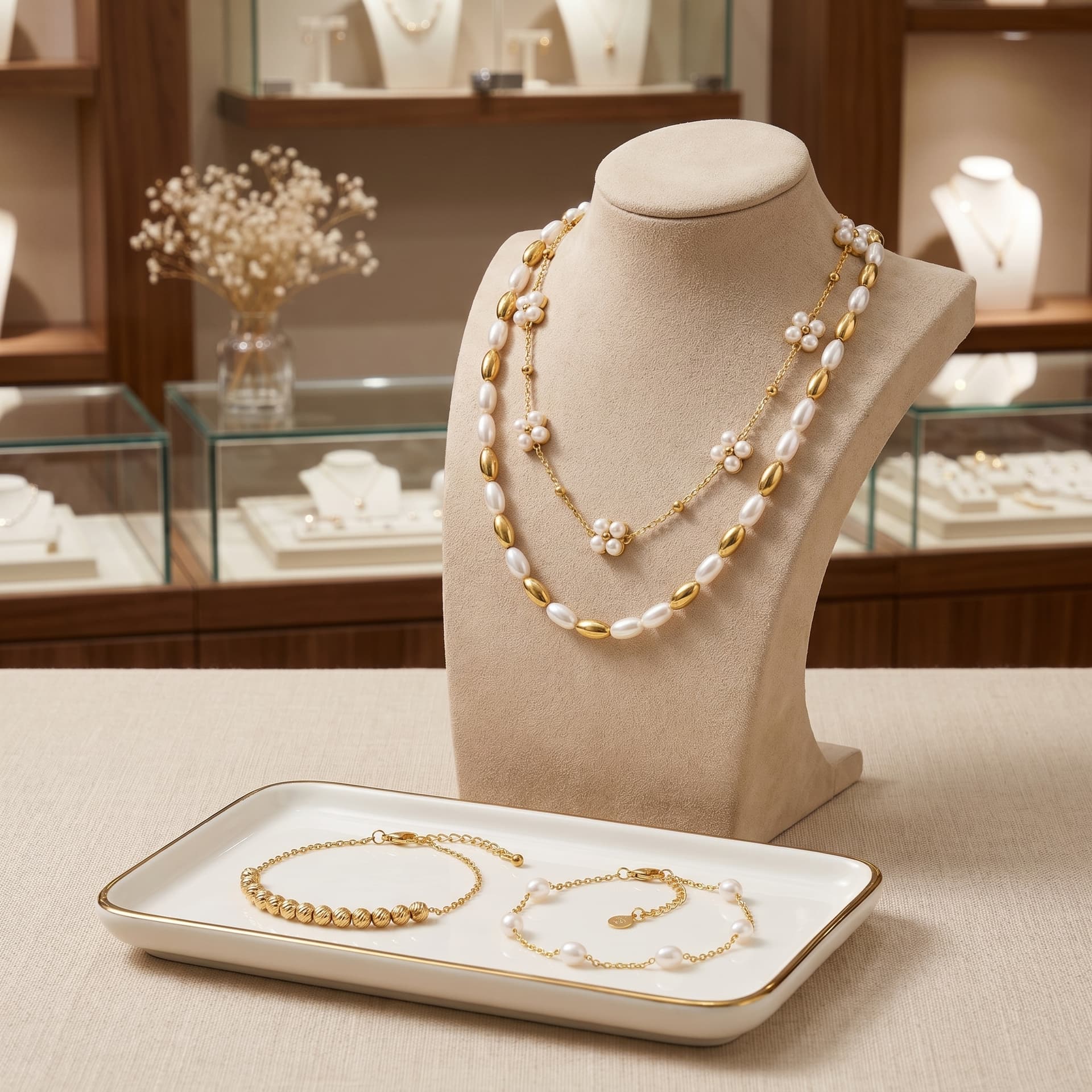 Coffret parure Éclat Perlé — bijoux mariage marocain — Orevia Paris
